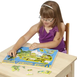 U.S.A. Map Wooden Puzzle><noscript><img width=
