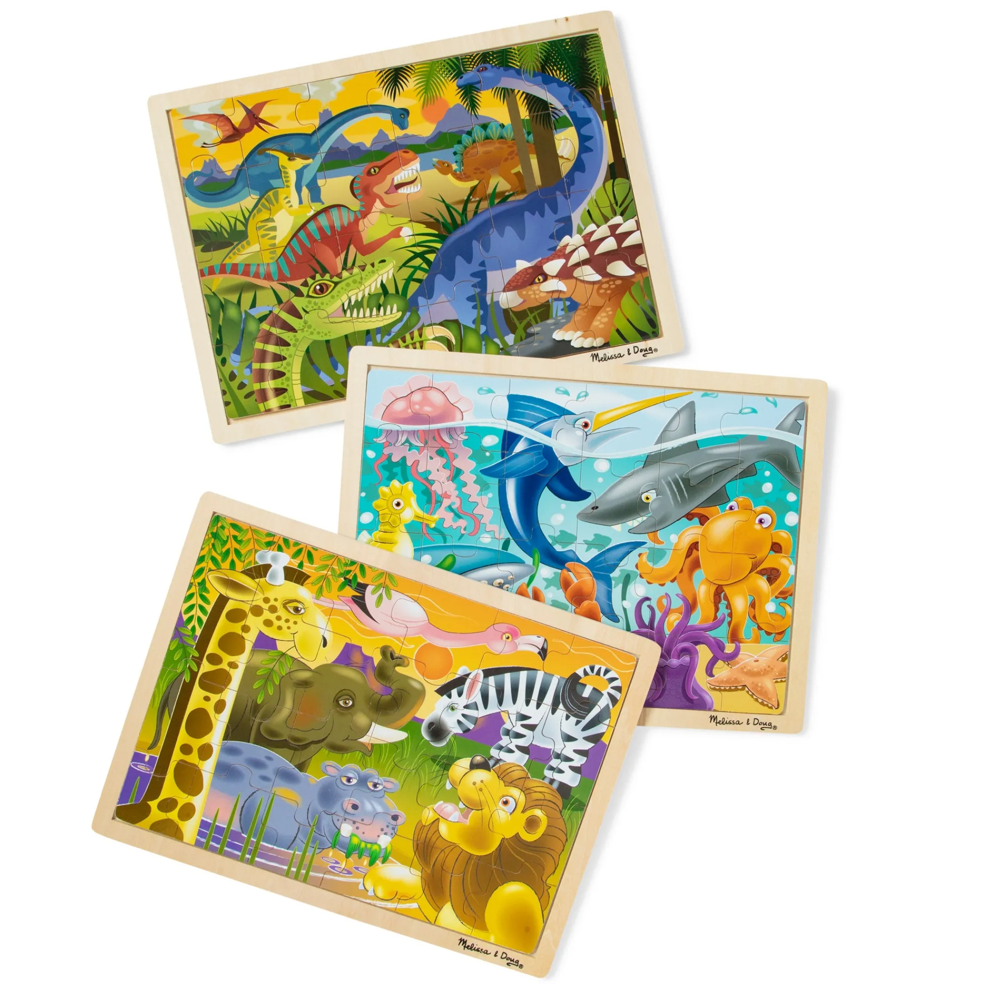 Wooden Jigsaw Puzzle 3-Pack: Dinosaur, African Plains, Under the Sea>Melissa & Doug Hot