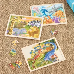 Wooden Jigsaw Puzzle 3-Pack: Dinosaur, African Plains, Under the Sea><noscript><img width=
