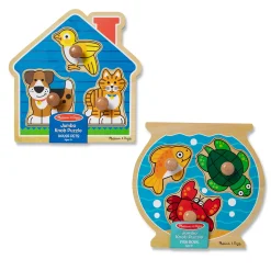 Wooden Jumbo Peg Puzzle 2-Pack: Fish Bowl, House Pets><noscript><img width=
