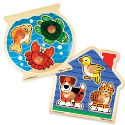 Wooden Jumbo Peg Puzzle 2-Pack: Fish Bowl, House Pets><noscript><img width=
