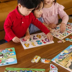 Wooden Peg Puzzle 6-Pack: Vehicles, Numbers, Safari, Farm, Pets, Alphabet><noscript><img width=
