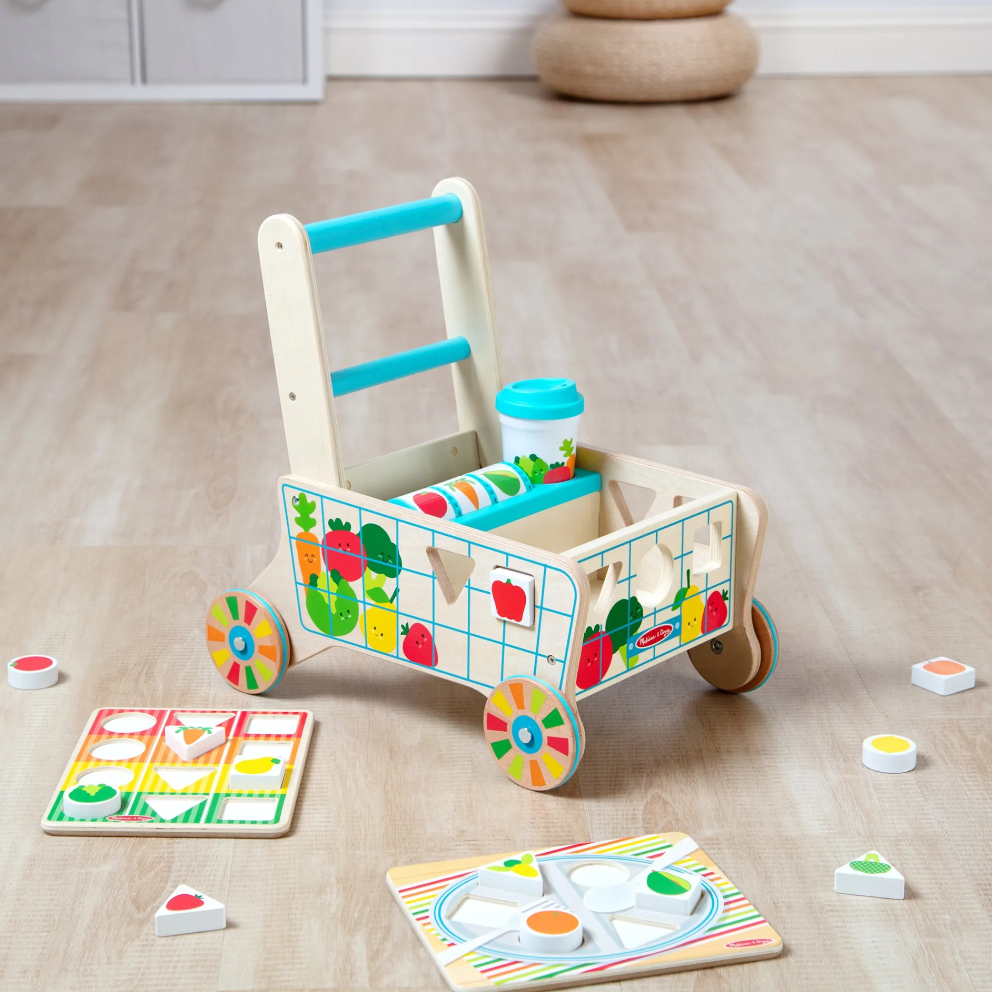 Wooden Shape Sorting Grocery Cart>Melissa & Doug Hot