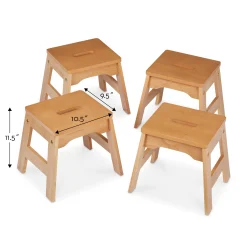 Wooden Stools – Set of 4><noscript><img width=