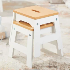 Wooden Stools – Set of 2><noscript><img width=