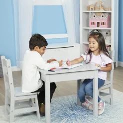 Wooden Table & 2 Chairs - Gray>Melissa & Doug Online