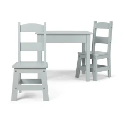 Wooden Table & 2 Chairs - Gray><noscript><img width=