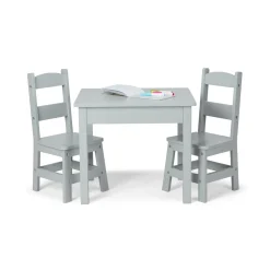 Wooden Table & 2 Chairs - Gray><noscript><img width=