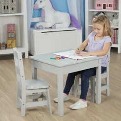 Wooden Table & 2 Chairs - Gray><noscript><img width=