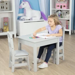 Wooden Table & 2 Chairs - Gray><noscript><img width=