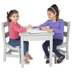 Wooden Table & 2 Chairs - Gray><noscript><img width=