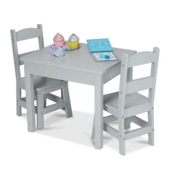 Wooden Table & 2 Chairs - Gray><noscript><img width=